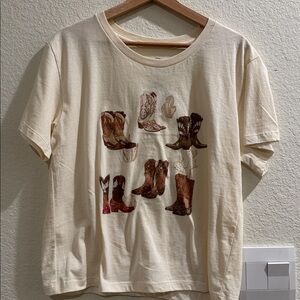 Cream Graphic Women Top